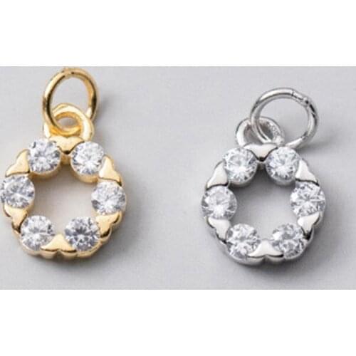 925 Sterling Silver Simple Zircon Circle Charm Small Necklace Silver Pendant Widget Components DIY Jewelry For Women Birthday