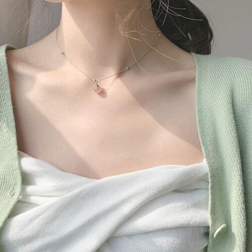 Beat Real Girl Heart Pearl And Necklace Necklace Yinzhu Strawberry Niche Short Fund Temperament Concise Clavicle Chain