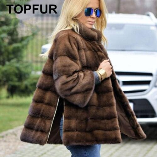 TOPFUR Winter Real Fur Customized Short Real Fur Coat Women Natural Mink Fur Jacket full Sleeves Mandarin Collar Coat Women