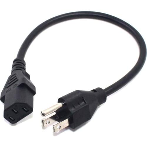 US Nema 5-15P Male Plug to IEC 60320 C13 Power Cable, 0.3M 1ft Conductor PC AC Power Cord 10A 250V Copper Wire