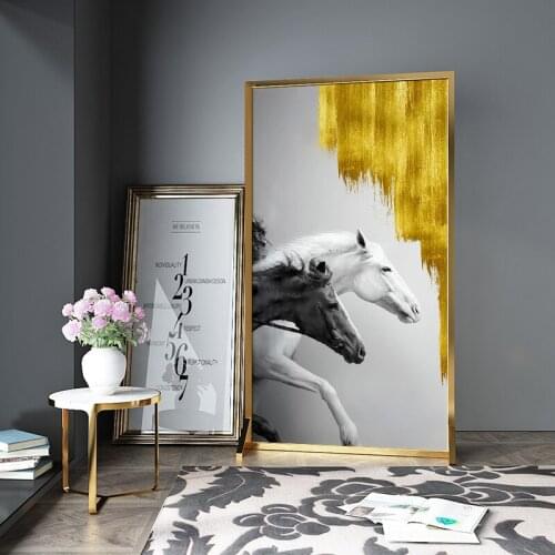 European-style modern minimalist mobile screen partition living room blocking entrance hand-painted artistic metal screen