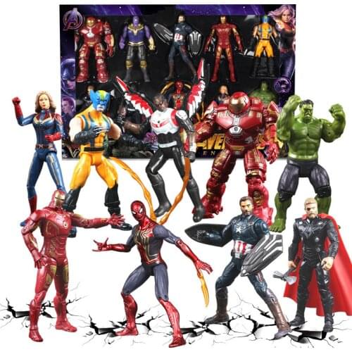 Light Hand Movable PVC Marvel Super Heroes Toy Characters Doll Spider Man Captain America War Machine Action Figures