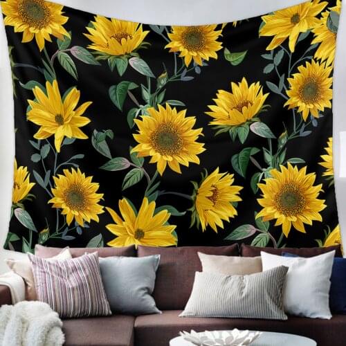 Sunflower Texture Black Retro Tapestry Bedroom Home Decoration Wall Blanket Tapestry Bedroom Wall Hanging Yoga Mat