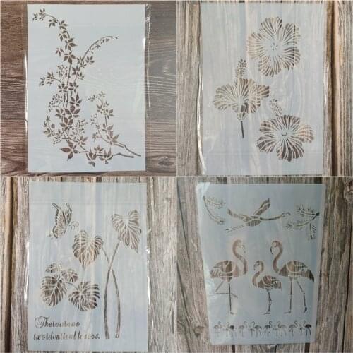 4pcs Size A4 DIY Craft Letter Stencils for Painting on Wood,Fabric,Walls Art Scrapbooking Stamping Album Embossing Paper Cards