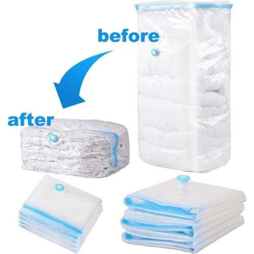 Vacuum Bag For Clothes Storage Bag With Valve Transparent Border Foldable Compressed Organizer Space Saving Seal Packet