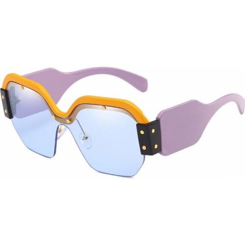 Veshion Square Sunglasses Women Half Frame Fashion Shades UV400 Vintage Brand Glasses Designer