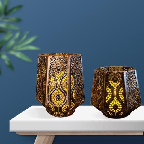 Vintage Iron Metal Art Moroccan Candle Holder Vintage Hollow Candlestick Light Lamp Decor Wedding Party Desktop Decoration