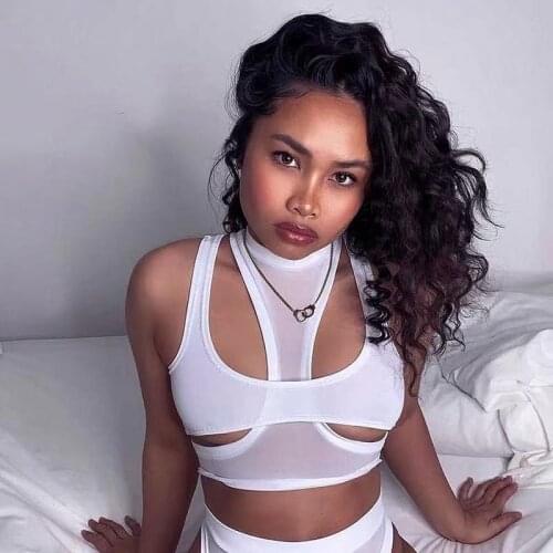 Y8052 summer womens foreign trade jacket 2021 sexy sleeveless hollow front and back wear solid color sports vest