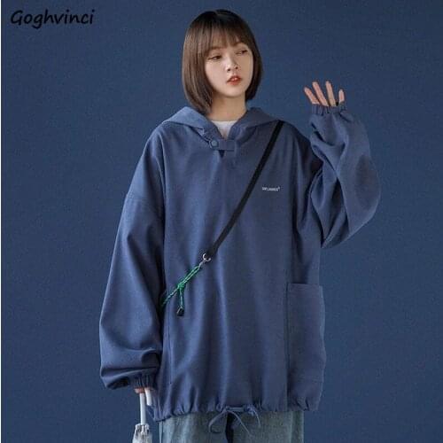 With Hat Hoodies Women Lacing Letter Printed Ins Designer Spring Sweatshirts Female Loose BF Korean Style Hip Hop Leisure Tops