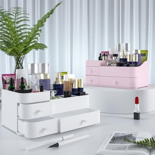 1Pc Household Cosmetic Storage Box Desktop Makeup Organizer Holder Plastic Cosmetics Box with Drawer