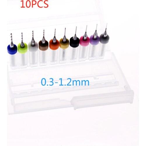 10pcs/Set Hard Alloy PCB Print Circuit Board Carbide Micro Drill Bits Tool for CNC 0.3-1.2mm
