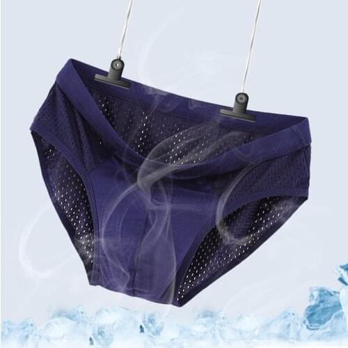 10 Pcs/Lot Quick-Drying Mesh Ice Silk Mens Briefs Mens Modal Breathable Refreshing And Comfortable Mens Underwear