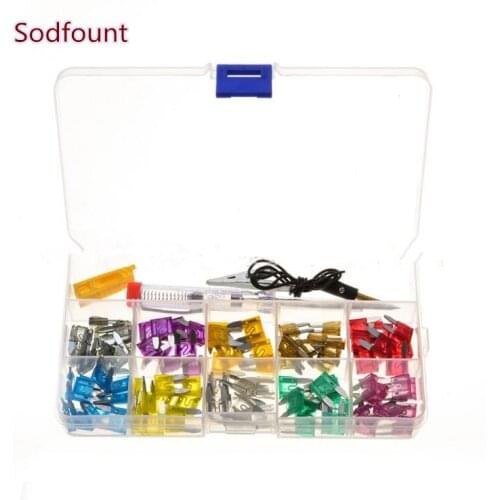 100pcs Auto Automotive Car Boat Truck Blade Fuse Box Assortment Fuse Inserts Repair tools with test pencil Clip