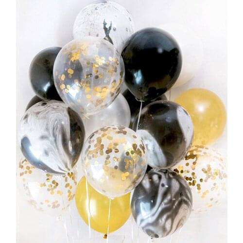 20pcs Gold and Black Party Decoration Marble Confetti Balloons air for Wedding Birthday Party Photography Props Backdrop
