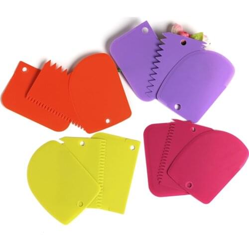 3 pcs/set Baking Pastry Tools Plastic Dough Knife Icing Fondant Scraper Decorating Plain Smooth Spatulas Cutters Cake Tool