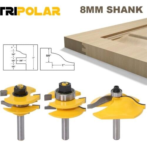 8mm Shank high quality Raised Panel Cabinet Door Router Bit Set - 3 Bit Ogee Woodworking cutter woodworking router bits