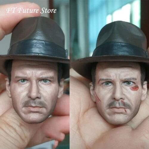1/6 Scale Male Figure Accessory Harrison Ford Head Sculpt Carved Normal/Damaged Version Hard Cap Model for 12'' Action Figure
