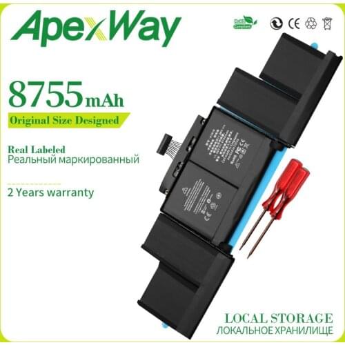 Apexway 11.36V 8755mAh A1618 Laptop Battery for Apple MacBook Pro 15" Retina A1398 Laptop 2015