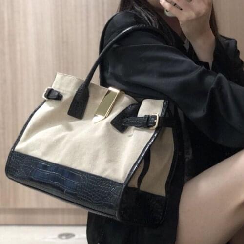 Brand Big Capacity Satchels Women Casual Tote Fashion Patchwork Canvas Bag Designer Handbag Office Ladies Single Shoulder Bags