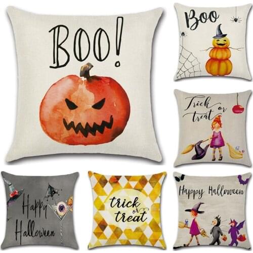 2PCS Halloween Series Pumpkins Witches Trick or Treat Happy Halloween Pillow Case Halloween Pillow Cover cushion 45*45cm