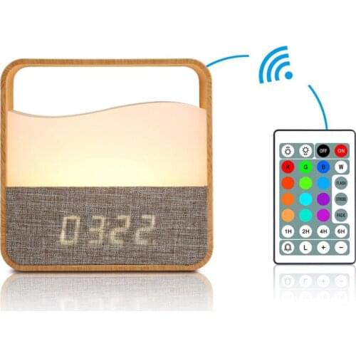 Baby Night Lights Rechargeable, Touchable Small Table Lamp Led Clock RGB Color Changing Bedside Table Lamp With USB Port