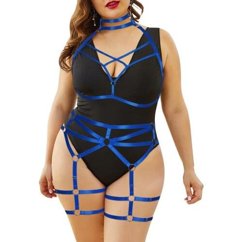Erotic Costumes Gothic Plump Womens Underwear Exotic Garter Belts Plus Size Sexy Lingerie Harness Stocking Straps Set Bondage