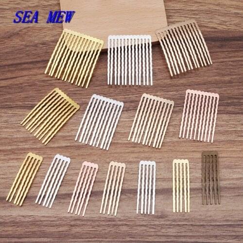 10PCS 50mm Length Metal Copper Hair Combs 7 Colors 5/10/13 Teeth Hair Combs DIY Accessories For Jewelry Making