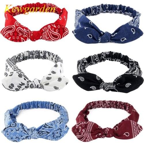 Kewgarden Rabbit ear elastic hair band elastic head hoop hair accessories 6Pcs