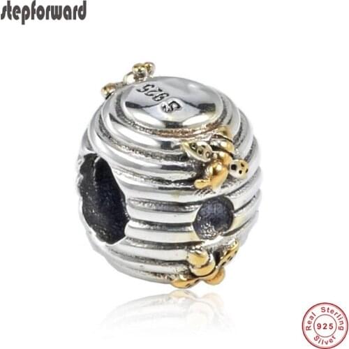 Classic Good Quality Retro 925 Sterling Authentic Silver Honeycomb Charm Hanging Charm