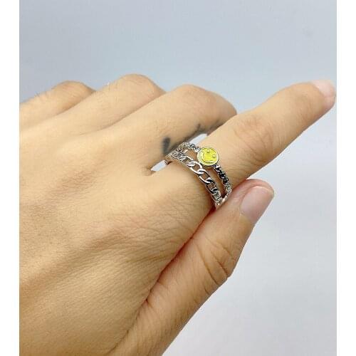 Ins Simple smiling face Ring Personality Fashion Cute Geometric Expression Rings Accessories
