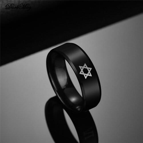 DarkMag Pentagram Hexagon Rings for Women Stainless Steel Star of David Jewish Finger Ring Religious Amulet Anniversary Jewelry