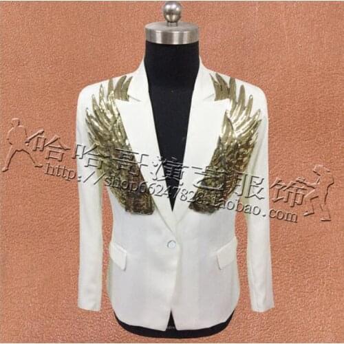 Wing sequins suits mens designs masculino homme stage costumes singers men blazer dance clothes jacket star style dress punk