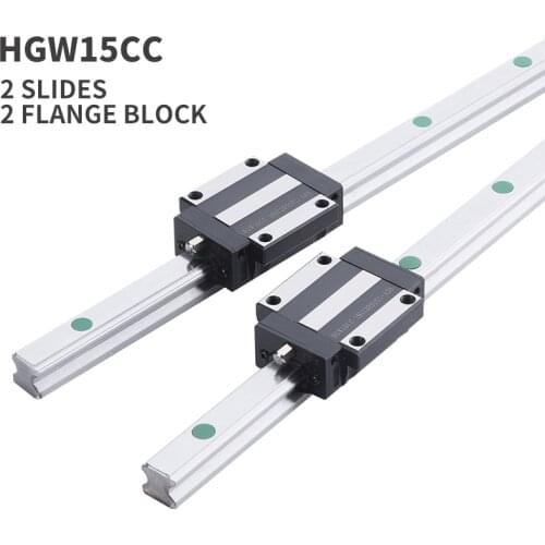 Xy table 2pc HGW15 HGR15 linear guide rail 15mm guideways rod set +2 pc slide bearing block HGW15CC for CNC diy parts