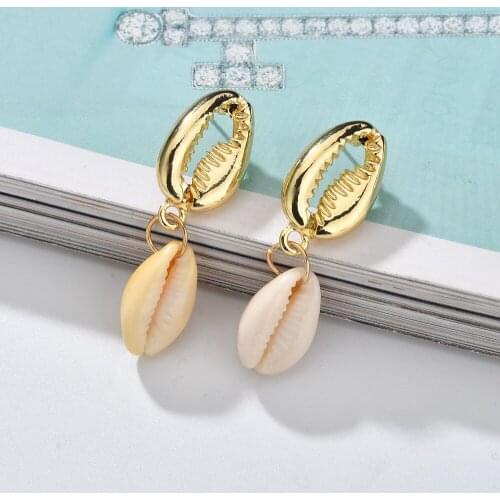 MESTILO 2019 Vintage Fashion Women Statement Jewelry Double Nature Shell Pendant Drop Earrings For Girls Retro Jewelry Gifts Hot
