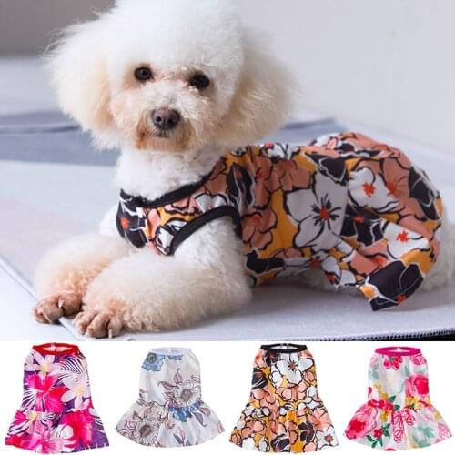 Dog Mini Sweet Printing Princess Dress Thin Dog Cat Pet Costume Spring Summer Dress For Small Dogs Chiahuhua Dog Clothes Dresses