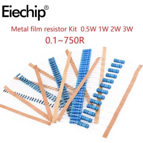 300pcs/150pcs 30 value Metal film resistor pack set 1% dip resistors 0.5W 1W 2W 3W diy electronic kit (0.1 ohm ~750 ohm )