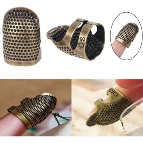 Metal finger sleeve manual anti-skid sewing needle thimble ring presser finger protection cover craft sewing tool accessories