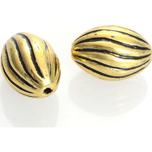 New Arrival 30 Pcs 15x22 MM Plating Acrylic Antique Design Stripe Oval Beads For Diy Bracelet Jewelry Making Accessories