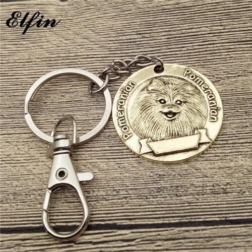 New Vintage Retro Pomeranian Keychains Antique Silver Plated Pomeranian Key Chains Keyrings Pet Dog Jewellery