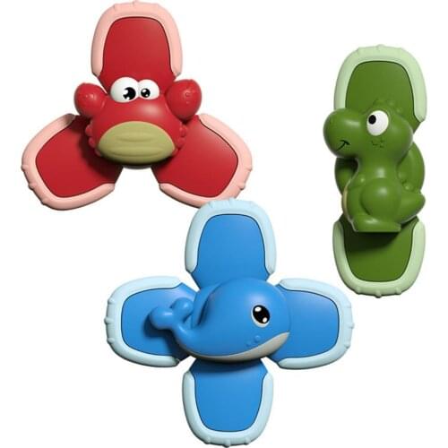 Baby Spin Top Bath Toys For Boy Children Bathing Sucker Spinner Suction Cup Toy Cute Crab Whale Dinosaur For Kids Rattle Teether