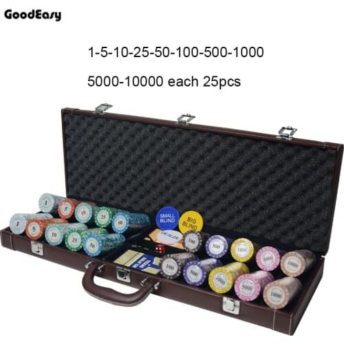 Casino Poker Chip Sets Texas Hold'em Crown Monte Carlo Clay Poker Chips Sets Poker PU Suitcase Bingo Metal Coins Box Free Gift