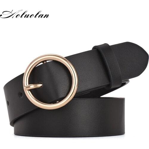 Aoluolan New fashion designer ladies pin buckle retro belt decoration casual Cowhide belts Classic Pu Leather Belts