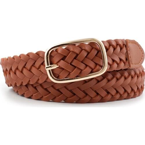 Women Casual Belt Waistband Fashion Square Buckle Belt Outdoor Woven Brained Belts Jeans Blet Cloth Accessories