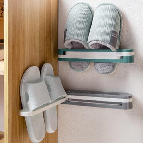 Creative 3 In 1 Wall-mounted Foldable Slippers Rack Durable Paste Shoe Storage Rack Home Shelf Combinable Shoe Rack For Bathroom