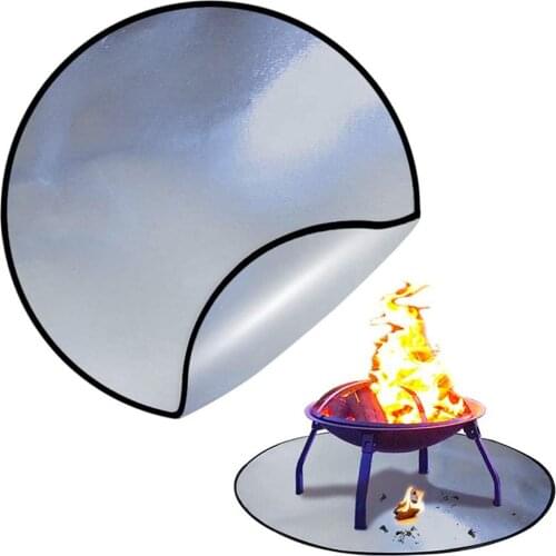 Outdoor Fire Pit Mat BBQ Fireproof Pad Fire Resistant Desk Protector Round Grill Barbecue Fiberglass Carpet Camping Tools