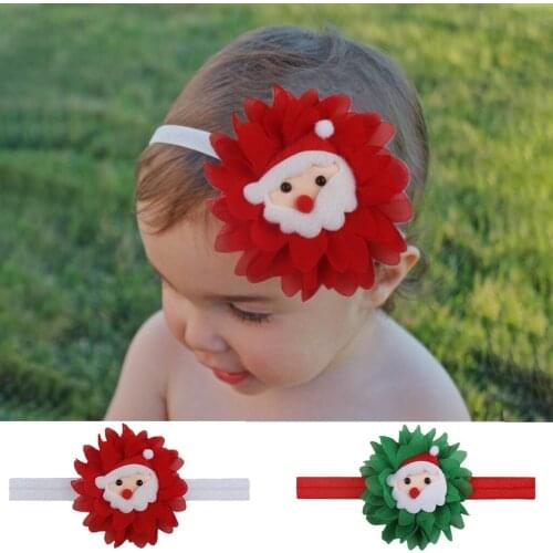 Yundfly New Baby Girls Chiffon Flower Headband Toddler Non-woven Cartoon Christmas Hairband Newborn Party Gift