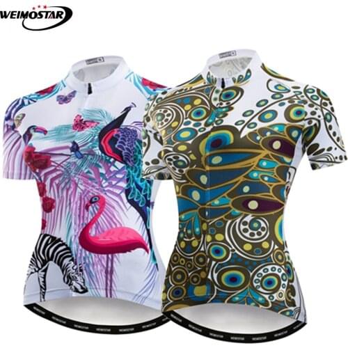 Weimostar Cycling Jersey Women Summer Short Sleeve Bike Jersey Maillot Ciclismo Outdoor Racing Sport Bicycle Shirt giraffe white