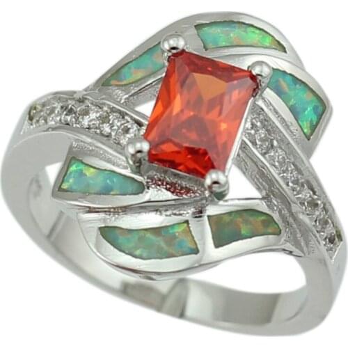 Green Fire Opal Stones Garnet Fashion Jewelry Silver Plated Rings for Women OR842
