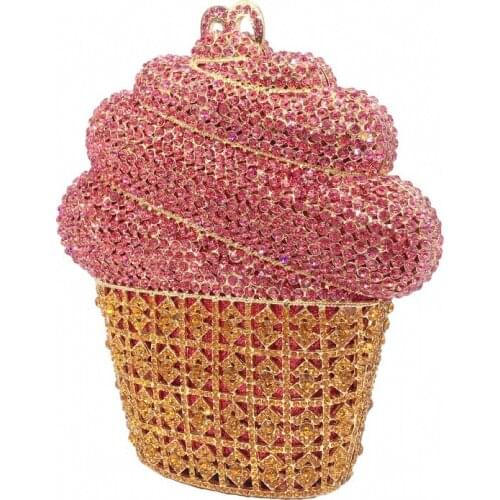 Hollow Out Ice cream crystal Diamond Evening bags Handbags Purses Ladies Party Crystal Clutch purse Wedding shoulder Bag handbag