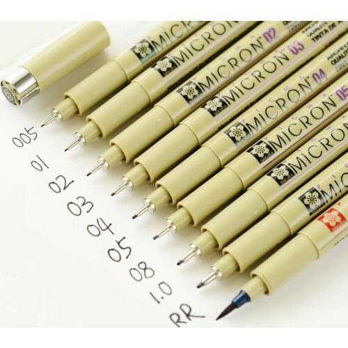 1/3/5Pcs Black Pigma Micron Pen Waterproof Hand-Drawn Design Sketch Needle Pen Fineline Pen Supplies